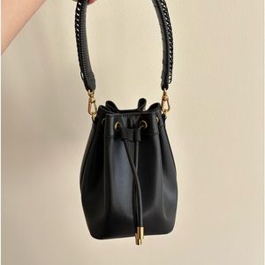 Charles & Keith Drawstring Bucket bag in Black Faux Leather